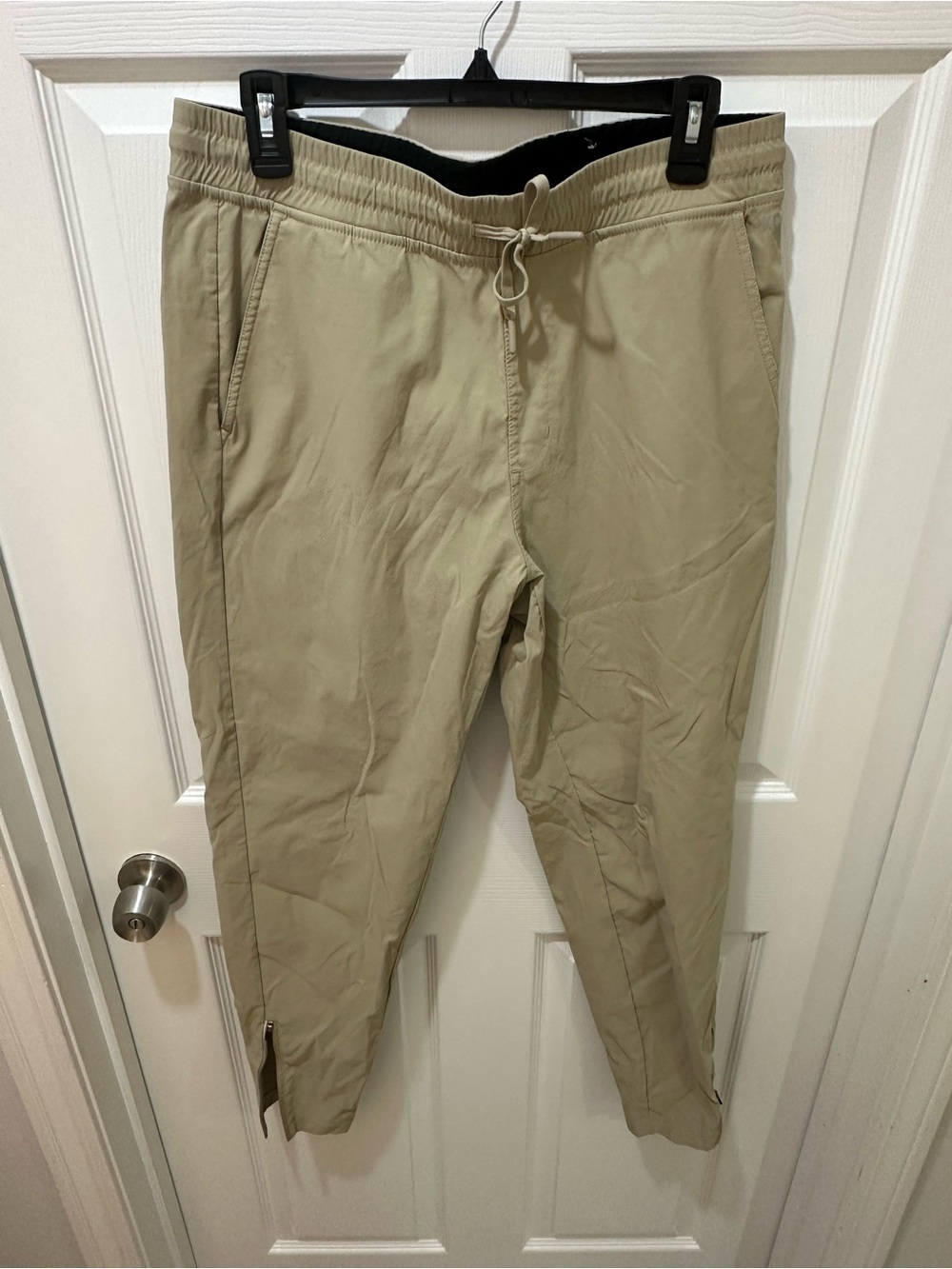 Bundle! Men's Casual Drawstring Jogger Pants x2; (Tan and Green); Men’s Large